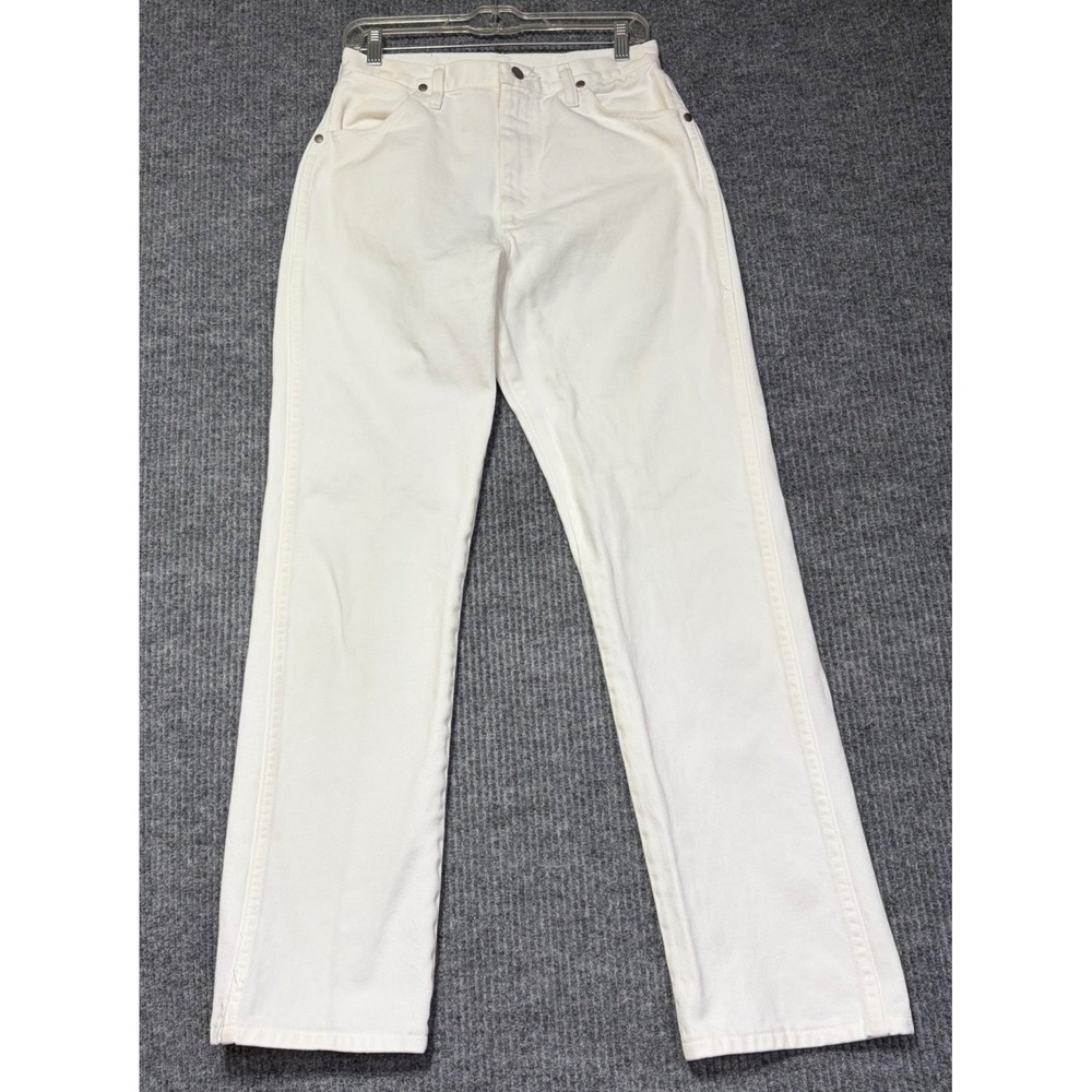 Wrangler Women High Rise Straight Leg White Denim Jeans Vintage Style 27x30.5